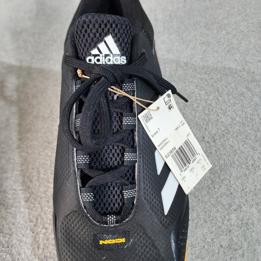 Adidas Icon 7 Baseball Metal Cleats Mens Size 15 Black‎ Yellow Stealtrax S23856
